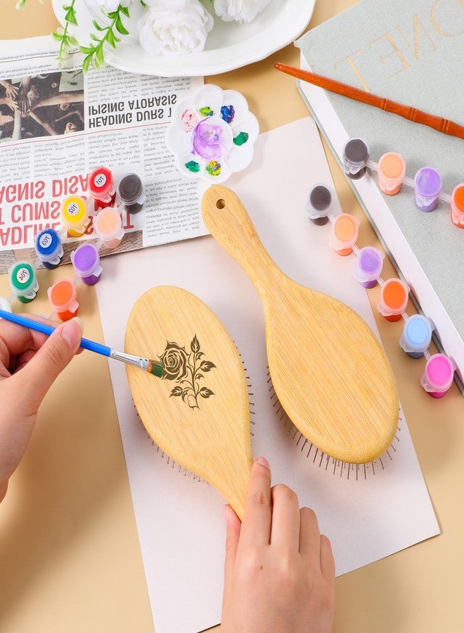 Exclaith 6pcs Bamboo Hair Brush with Steel Bristles for Women Wooden Paddle Hairbrush for Anti-Static Detangling & Scalp Massage Wooden Handle Brush for All Hair Types - Image 5